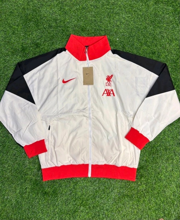 Liverpool FC White And Black Colour Windbreaker - M