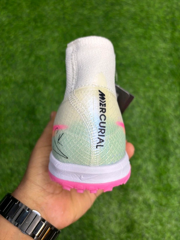 Mercurial Superfly 10 White Pink Mix AG/Turf High-Top With Lace - 5.5