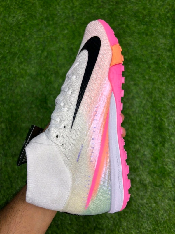 Mercurial Superfly 10 White Pink Mix AG/Turf High-Top With Lace - 6