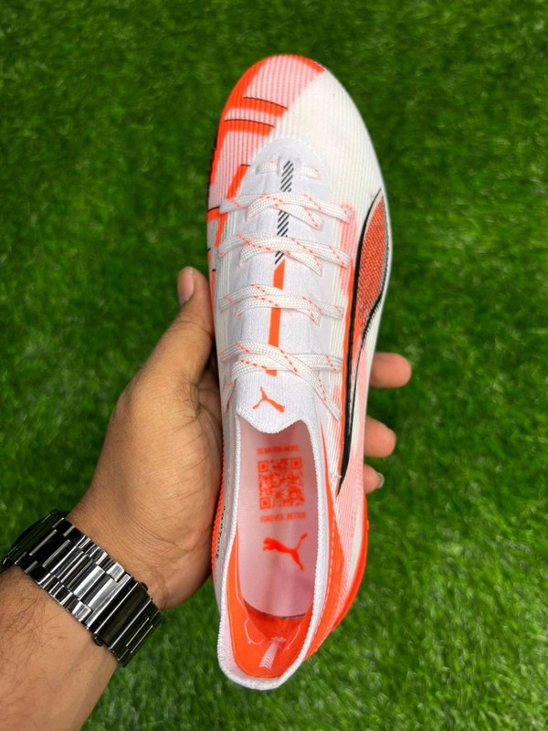 Ultra Ultimate White And Orange FG With Lace - 7.5