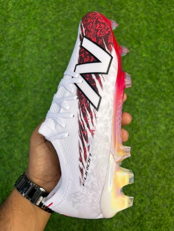 NB Furon V8 Elite White Red Colour FG With Lace - 7.5