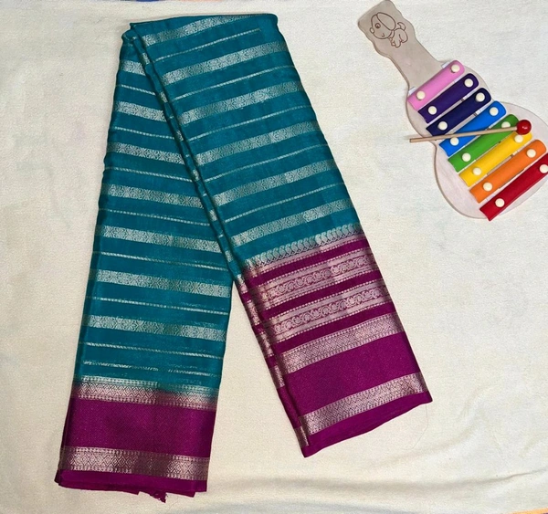 Bentex saree (soft materils ) Free Shipping  - Free Size, Teal