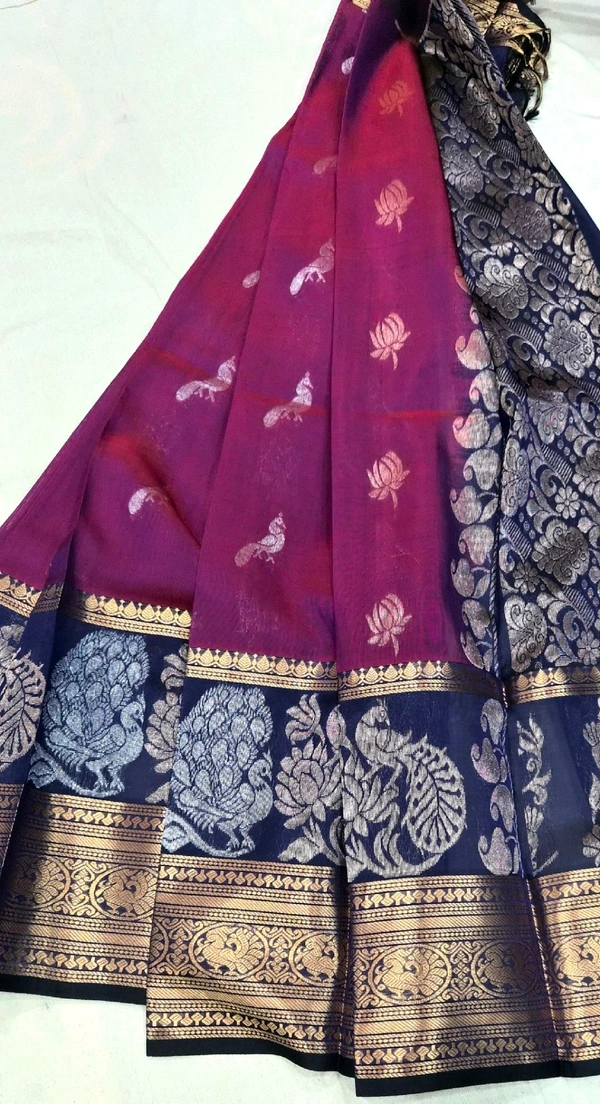Pure Pattu Mangalgiri Peacock Design