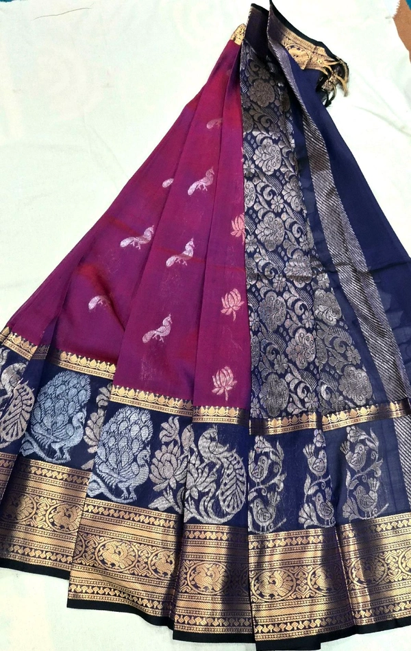 Pure Pattu Mangalgiri Peacock Design