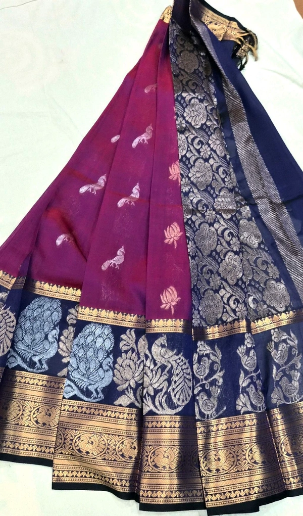 Pure Pattu Mangalgiri Peacock Design