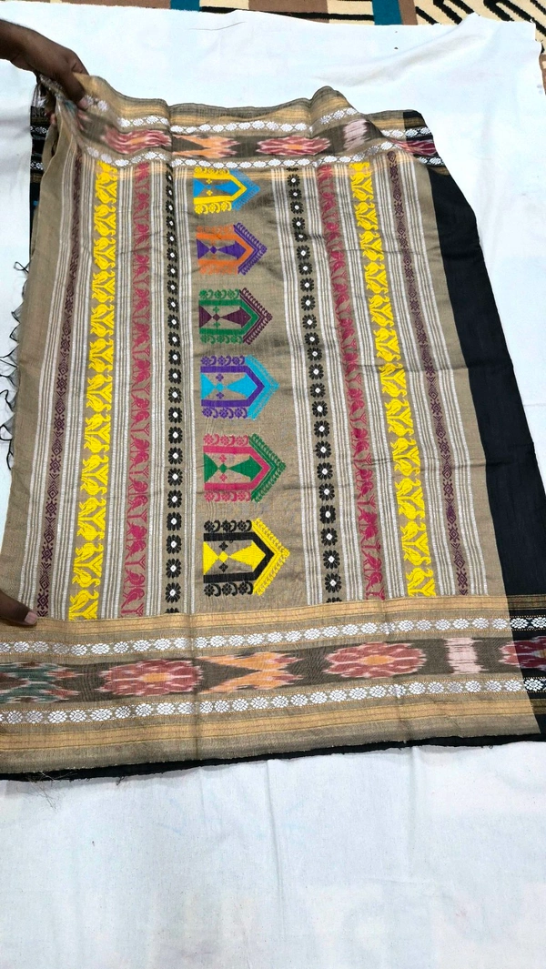 Pure Raw Silk With Poachampally Design