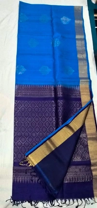 Celestial Blue Pure Kanchi Pattu Handloom Saree