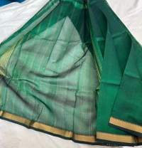Emerald Green Pure Mangalagiri Pattu Silk Saree with Temple Zari Border