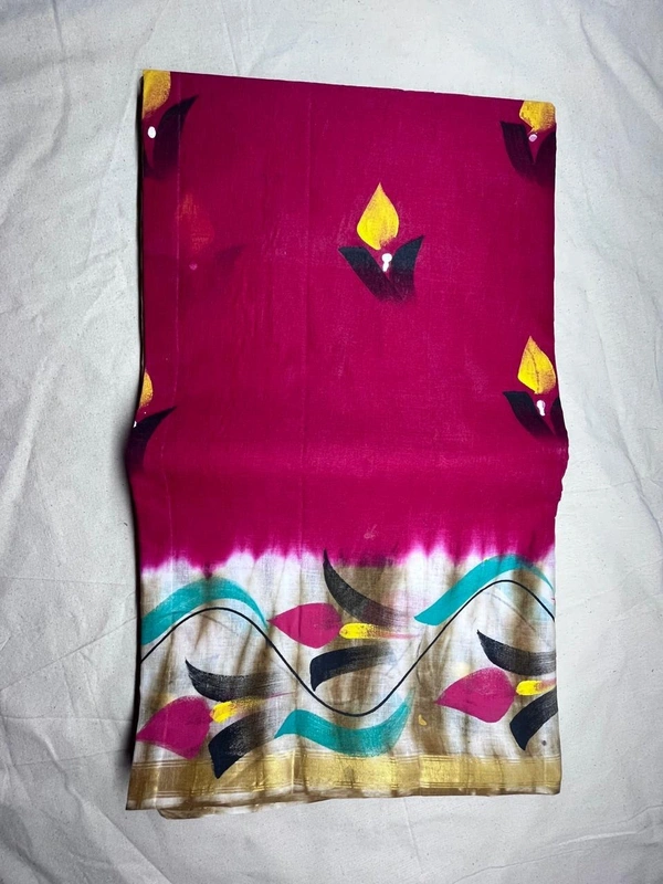 🌸 Hand Painted Cotton Saree Collection – Artistry in Every Fold - light pink,grey , purple , light green , blue