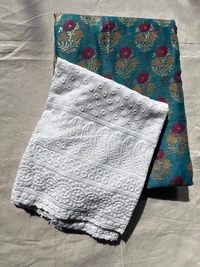 🌸 Soft Synthetic Printed Saree with Embroidered Blouse – Lightweight & Elegant - White , light red