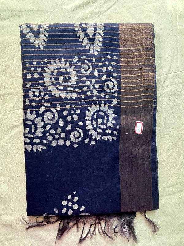 Navy Blue Bandhani Style Soft Cotton Blend Saree - Navy Blue
