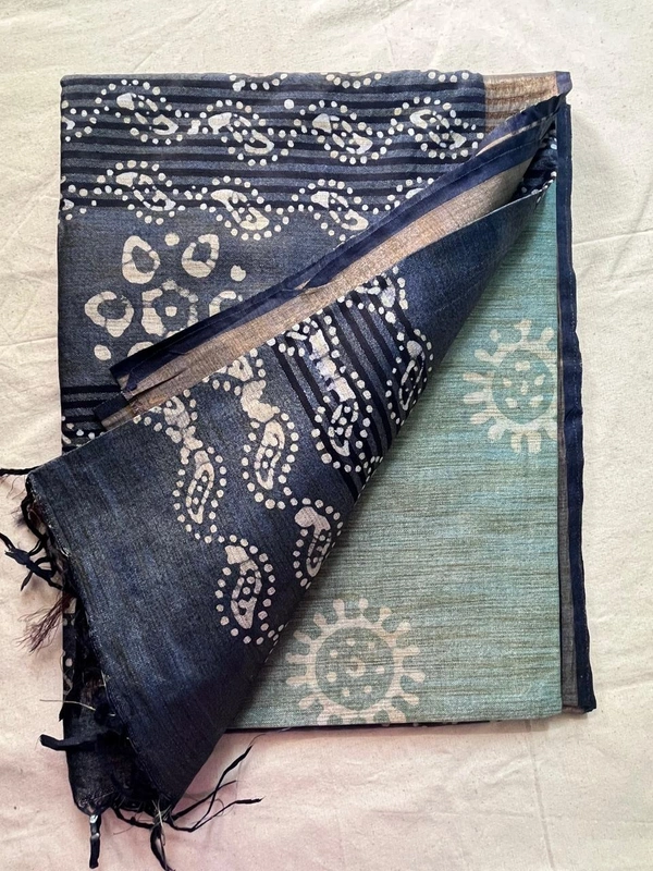 🖤 Soft Cotton Blend Dual Tone Saree – Grey & Rose Pink Bandhani Print - Grey with rose and Grey with green