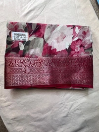 Crush Soft Synthetic Saree with Silver Zari Border - Black, Red, Purple