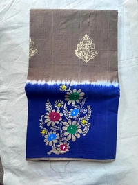 🌸 Hand Painted Cotton Saree Collection – Artistry in Every Fold - light pink,grey , purple , light green , blue