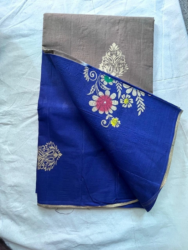 🌸 Hand Painted Cotton Saree Collection – Artistry in Every Fold - light pink,grey , purple , light green , blue