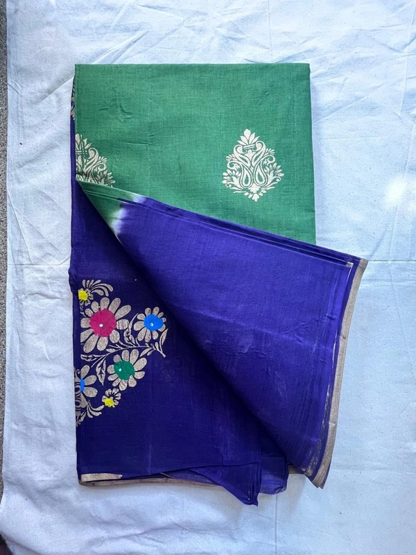 🌸 Hand Painted Cotton Saree Collection – Artistry in Every Fold - light pink,grey , purple , light green , blue