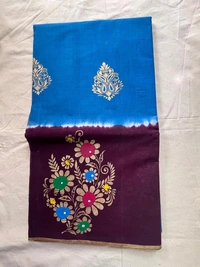 🌸 Hand Painted Cotton Saree Collection – Artistry in Every Fold - light pink,grey , purple , light green , blue