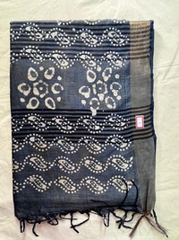 🖤 Soft Cotton Blend Dual Tone Saree – Grey & Rose Pink Bandhani Print - Grey with rose and Grey with green