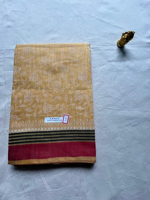 Cotton Fancy Sarees - Light yellow, Sky blue, orange, Green, Pink, Light Green