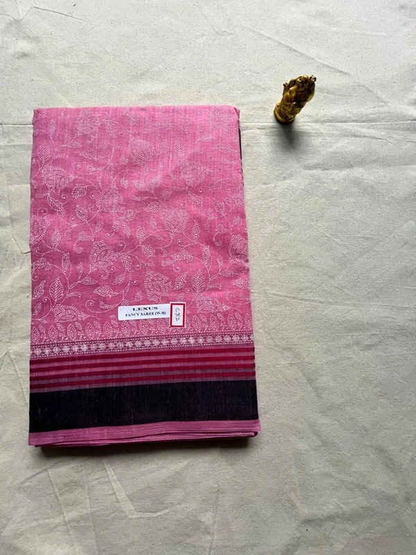 Cotton Fancy Sarees - Light yellow, Sky blue, orange, Green, Pink, Light Green