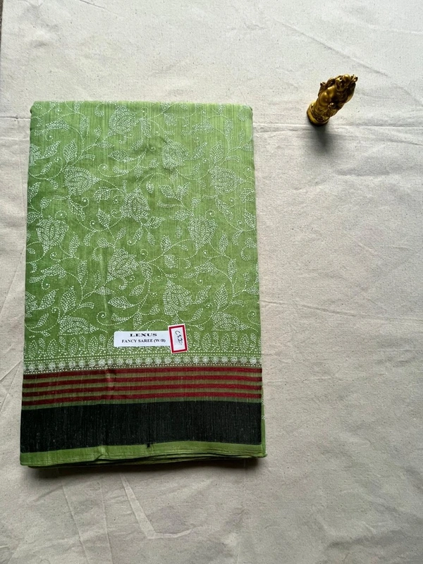 Cotton Fancy Sarees - Light yellow, Sky blue, orange, Green, Pink, Light Green