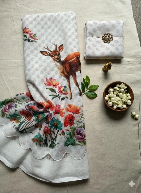 Linen Digital Print Saree Collection