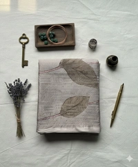 Weightless Linen Saree with Pink Rose Print - White, Grey, Purple