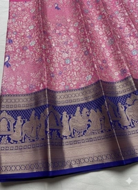 Dharmavaram Pattu with Palliki border With Free Shipping  - Free Size, Indigo