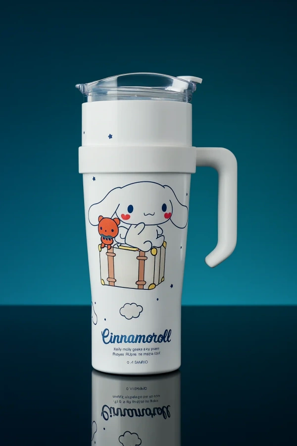Sanrio Character 1200ml Tumbler with Handle & Straw | Leakproof Travel Mug for Hot & Cold Drinks