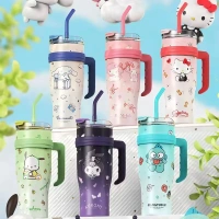 Sanrio Character 1200ml Tumbler with Handle & Straw | Leakproof Travel Mug for Hot & Cold Drinks
