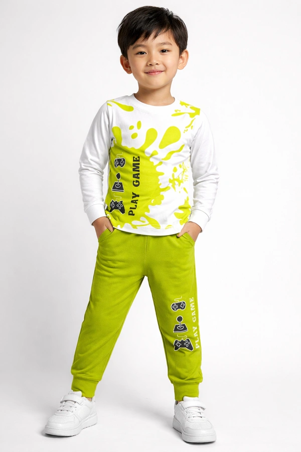 Boys' Gaming Printed Co-ord Set | Full Sleeve T-Shirt & Jogger Pants | Kids Casual Tracksuit | Multi-Colour