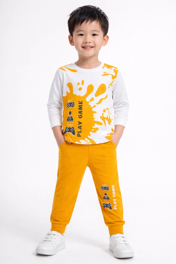 Boys' Gaming Printed Co-ord Set | Full Sleeve T-Shirt & Jogger Pants | Kids Casual Tracksuit | Multi-Colour