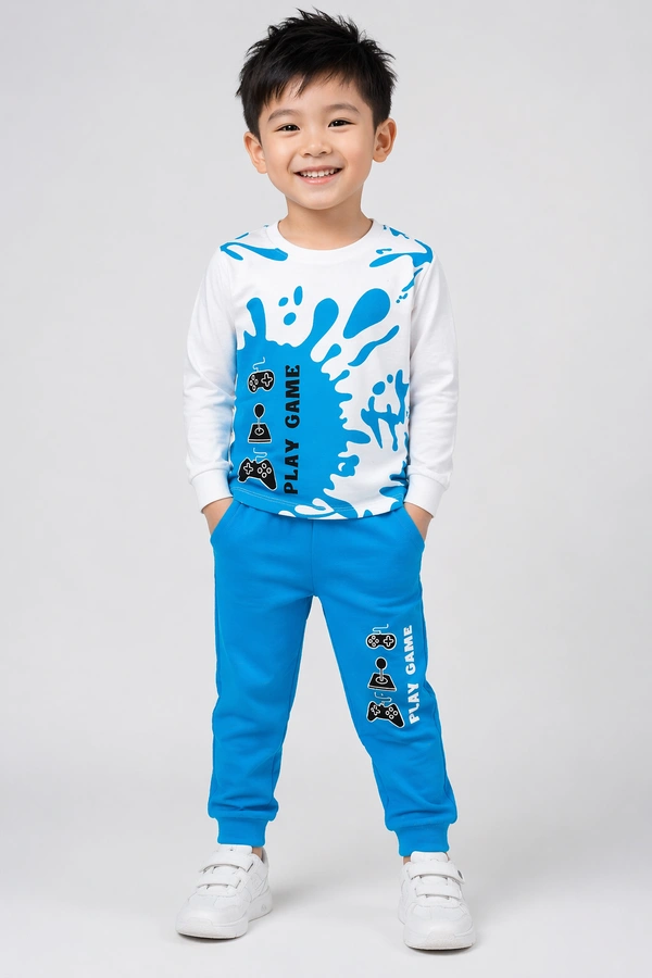 Boys' Gaming Printed Co-ord Set | Full Sleeve T-Shirt & Jogger Pants | Kids Casual Tracksuit | Multi-Colour
