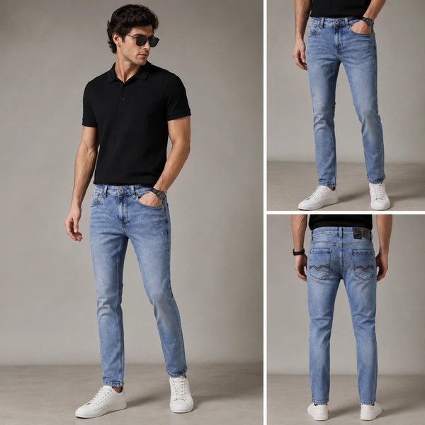 Guess What Men's Light Blue Slim Fit Jeans | Stretch Denim | GuessWhat - 30, SHADED LIGHT BLUE