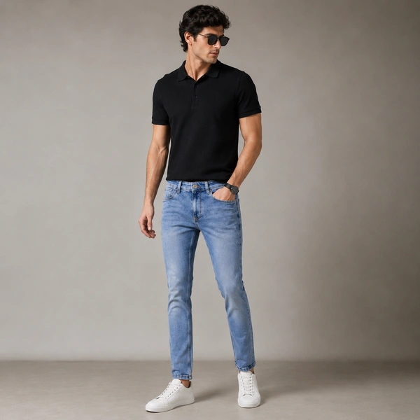 Guess What Men's Light Blue Slim Fit Jeans | Stretch Denim | GuessWhat - 30, SHADED LIGHT BLUE