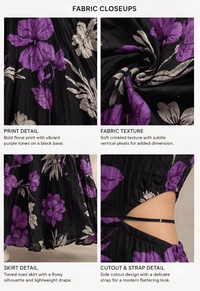 Guess What Women's Black Purple Floral Cutout Maxi Dress | Tiered Pleated Skirt | GuessWhat - S, BLACK