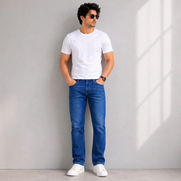Guess What Men's Regular Fit Blue Jeans | Classic Mid-Rise Denim | Guess What - 32, BLUE