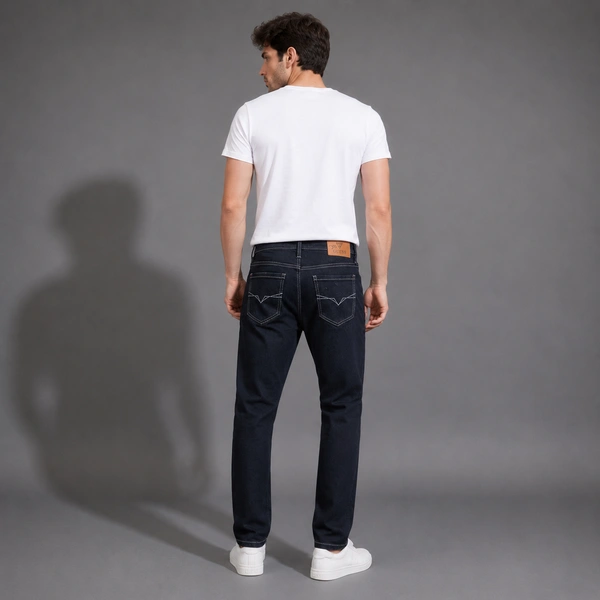 Guess What Men's Z-Black Straight Fit Distressed Jeans | Dark Wash Ripped Denim | GuessWhat - 30, BLACK