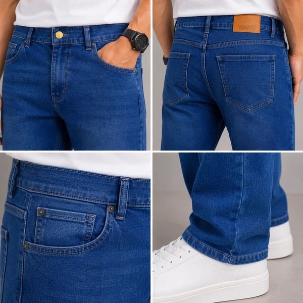 Guess What Men's Royal Blue Regular Fit Jeans | Classic Dark Wash Denim | Guess What - 32, Royal Blue