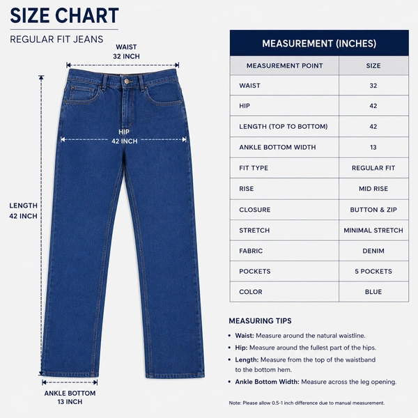 Guess What Men's Royal Blue Regular Fit Jeans | Classic Dark Wash Denim | Guess What - 32, Royal Blue
