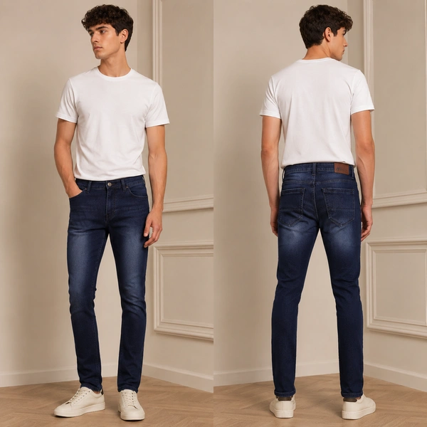 Guess What Men's Shaded Black Skinny Fit Jeans | Dark Indigo Stretch Denim | Guess What - 30, Shaded Black