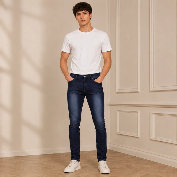 Guess What Men's Shaded Black Skinny Fit Jeans | Dark Indigo Stretch Denim | Guess What - 30, Shaded Black