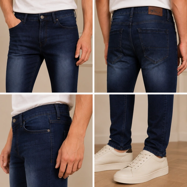 Guess What Men's Shaded Black Skinny Fit Jeans | Dark Indigo Stretch Denim | Guess What - 30, Shaded Black