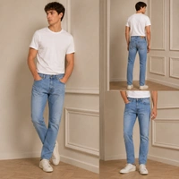 Guess What Men's Light Blue Regular Fit Jeans | Ice Wash Classic Denim | Guess What - 30, Light Blue