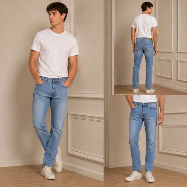 Guess What Men's Light Blue Regular Fit Jeans | Ice Wash Classic Denim | Guess What - 30, Light Blue
