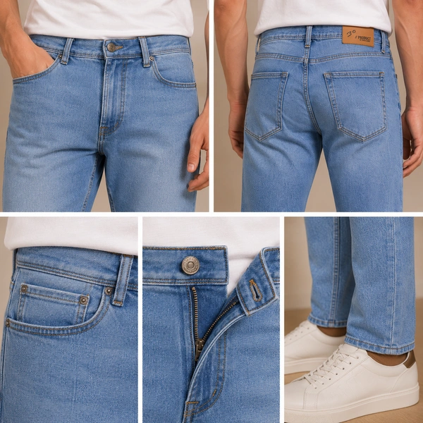 Guess What Men's Light Blue Regular Fit Jeans | Ice Wash Classic Denim | Guess What - 30, Light Blue