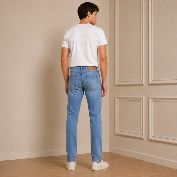 Guess What Men's Light Blue Regular Fit Jeans | Ice Wash Classic Denim | Guess What - 30, Light Blue
