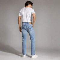 Guess What Men's Light Blue Straight Fit Distressed Jeans | Heavy Ripped Denim | Guess What - 40, Light Blue