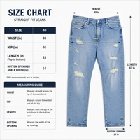 Guess What Men's Light Blue Straight Fit Distressed Jeans | Heavy Ripped Denim | Guess What - 40, Light Blue