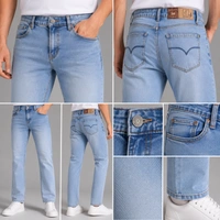 Guess What First Class Denims Men's Light Blue Straight Fit Jeans | Ice Wash Premium Denim | GuessWhat.in - 36, SHADED BLUE